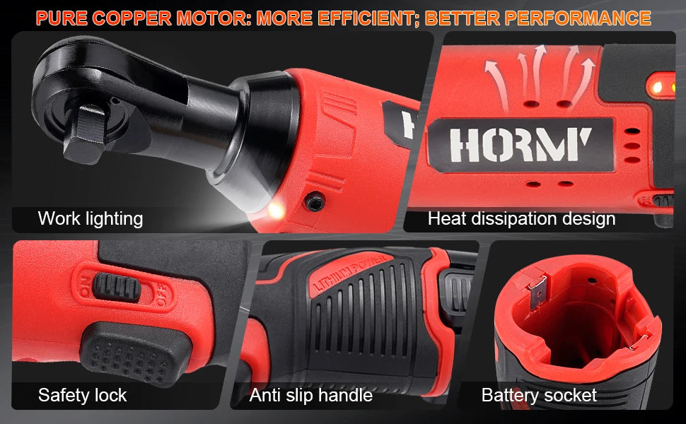 12V Cordless Electric Screwdriver Wrench 3/8 Inch Right Angle Ratchet Wrench Impact Drill Removal Screw Nut Car Repair Tool