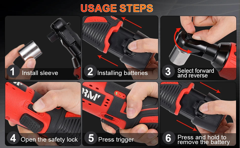 12V Cordless Electric Screwdriver Wrench 3/8 Inch Right Angle Ratchet Wrench Impact Drill Removal Screw Nut Car Repair Tool