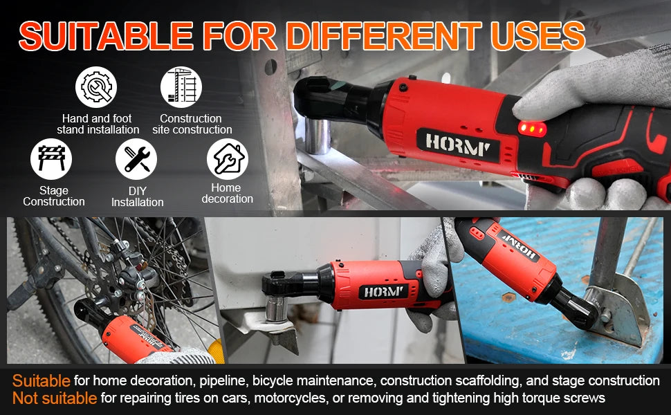 12V Cordless Electric Screwdriver Wrench 3/8 Inch Right Angle Ratchet Wrench Impact Drill Removal Screw Nut Car Repair Tool